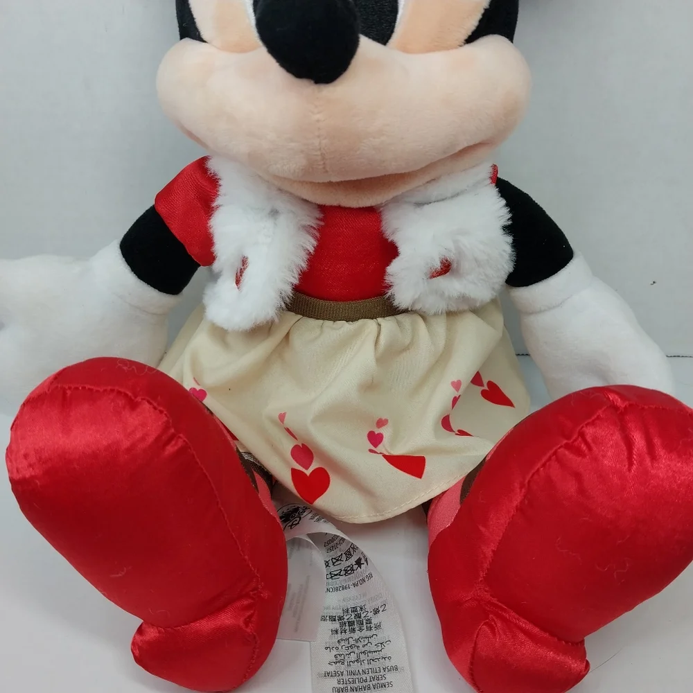 Disney World Valentine's Day Plush Disney Minnie W/Hearts Skirt 16inc Soft Plush - Picture 3 of 11